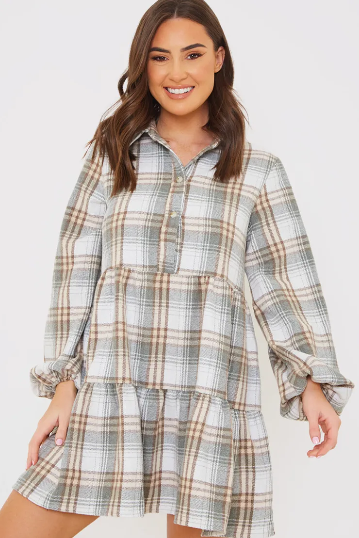 Best In the Style Collared Smock Dress Grey