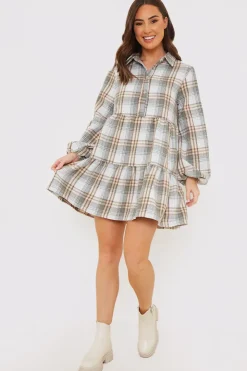 Best In the Style Collared Smock Dress Grey
