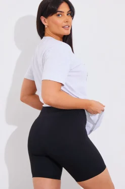 Hot In The Style Contour High Waisted Cycling Shorts Black