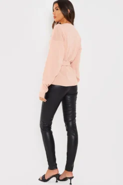 Sale In The Style Contour' Leather Look Leggings Black