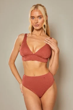 Sale In The Style Contour Rib Bikini Top Rust