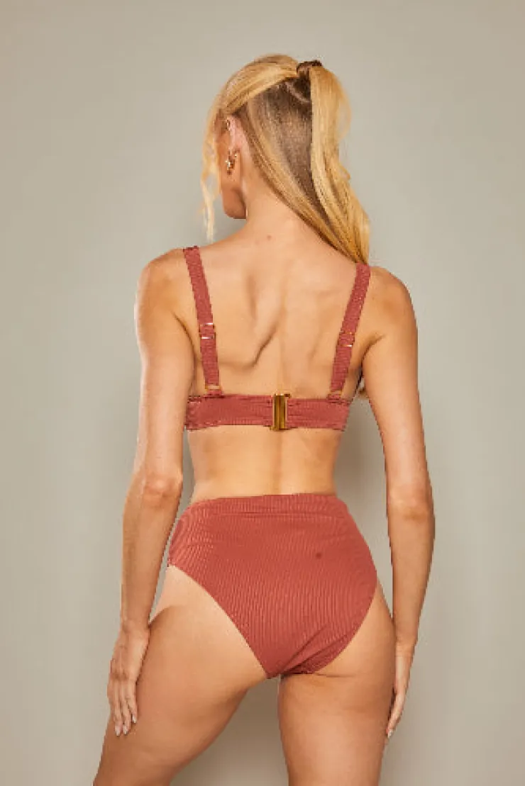 Sale In The Style Contour Rib Bikini Top Rust