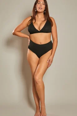 Outlet In The Style Contour Rib High Waist High Leg Bikini Bottom Black