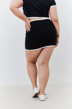 Outlet In The Style Contrast Piping Co Ord Knit Mini Skirt Black