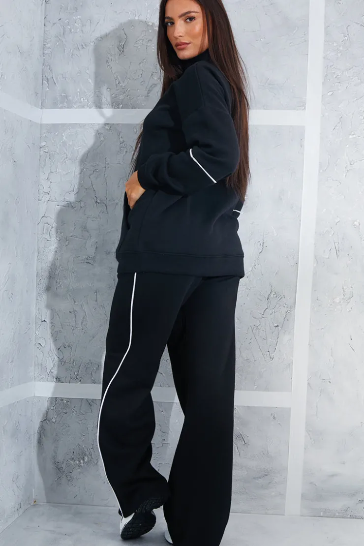 Outlet In the Style Contrast Piping Wide Leg Joggers