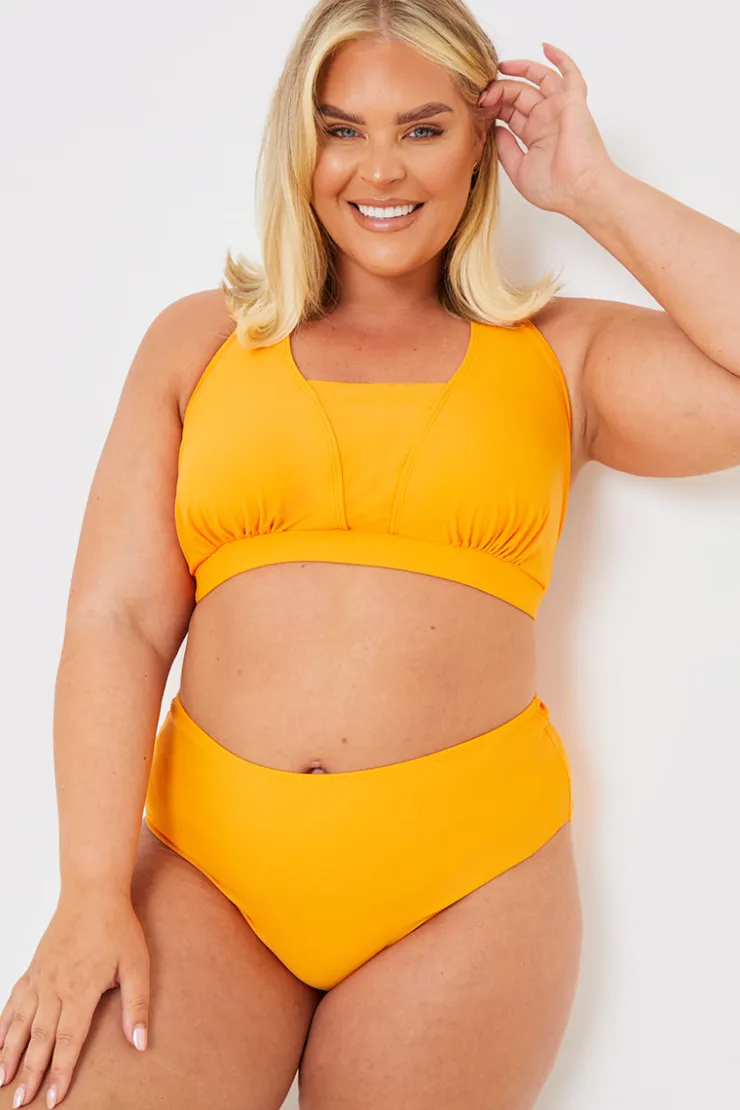 Online In the Style Control High Waisted Bikini Bottoms Orange