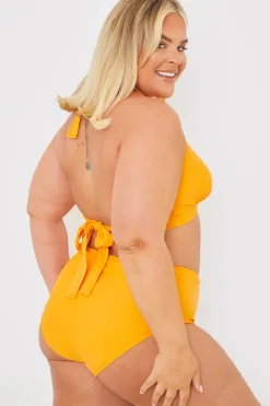 Online In the Style Control High Waisted Bikini Bottoms Orange