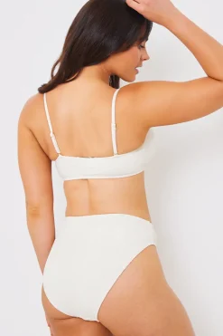 Best In the Style Control Textured High Waist Bikini Bottoms Cream