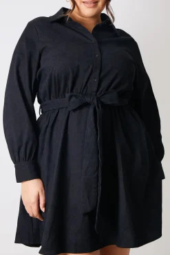 Best In the Style Corduroy Shirt Dress Black