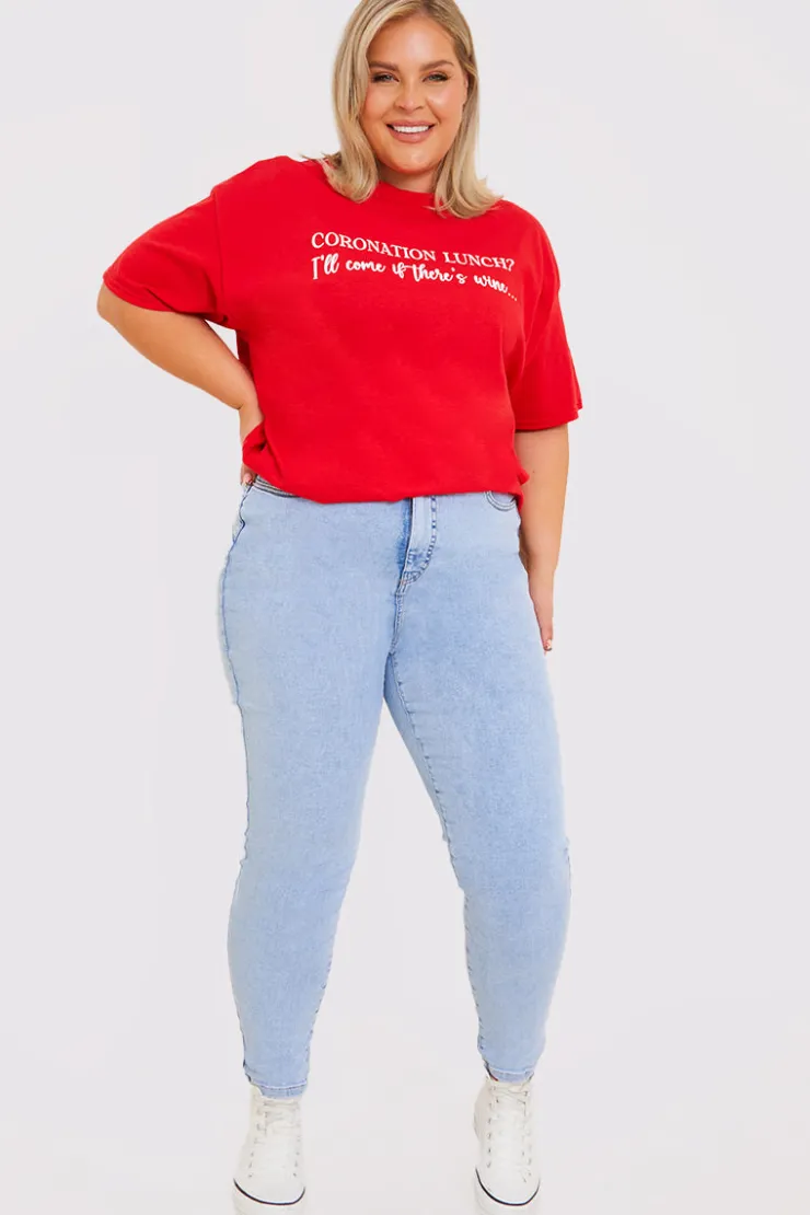 Sale In The Style Coronation Lunch Slogan T-Shirt Red