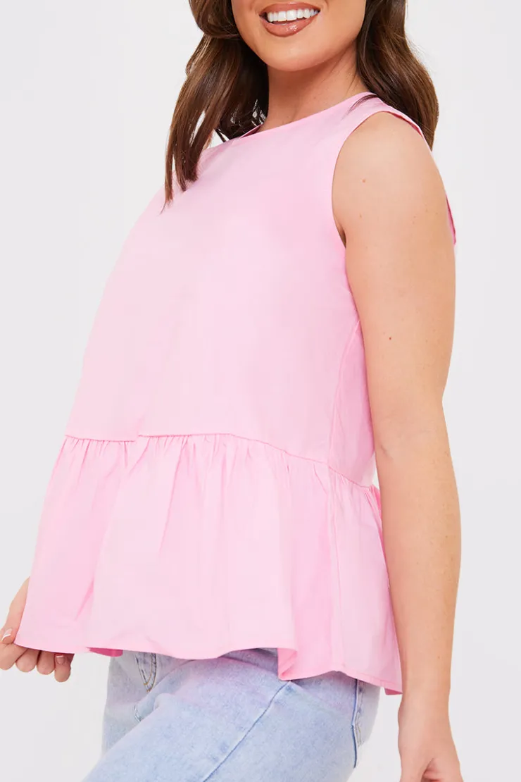 New In The Style Cotton Sleeveless Peplum Blouse