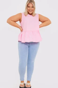 New In The Style Cotton Sleeveless Peplum Blouse