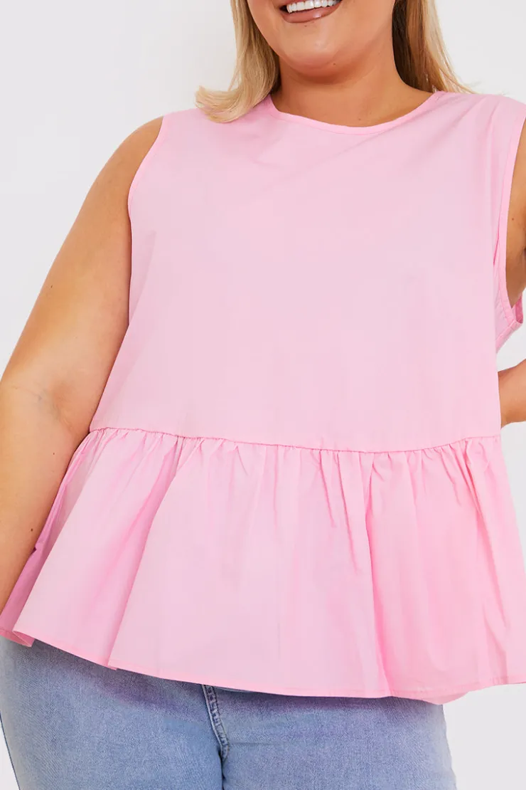 New In The Style Cotton Sleeveless Peplum Blouse