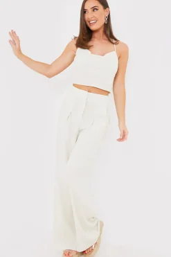 Clearance In The Style Cowl Cross Back Crop Top Stone