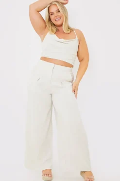 Clearance In The Style Cowl Cross Back Crop Top Stone