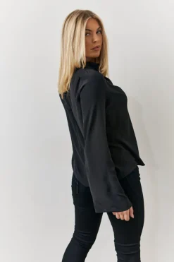 Clearance In the Style Cowl Neck Draped Blouse Black