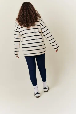 Best In The Style Cream & Black 90's Stripe Long Sleeve Rugby Shirt Multi
