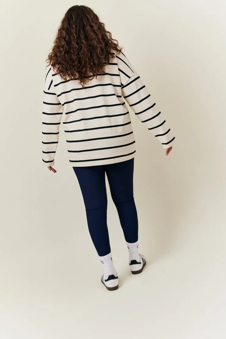 Best In The Style Cream & Black 90's Stripe Long Sleeve Rugby Shirt Multi