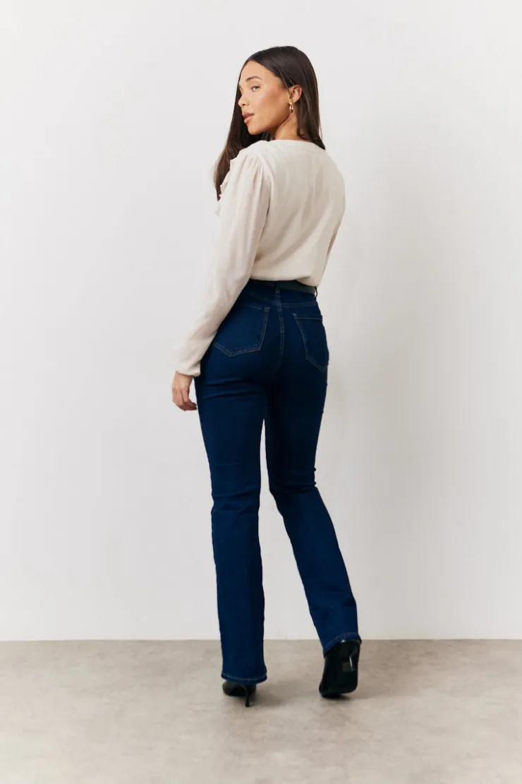 Outlet In the Style Button Front Frill Bodysuit Cream