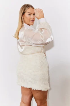 Clearance In the Style Shimmer Organza Shirt Cream