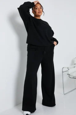 Sale Fits Crew Neck Fleecback Sweater Black
