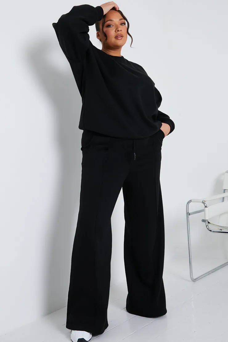 Sale Fits Crew Neck Fleecback Sweater Black