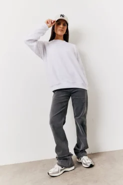 Hot Fits Crew Neck Fleeceback Sweater Grey