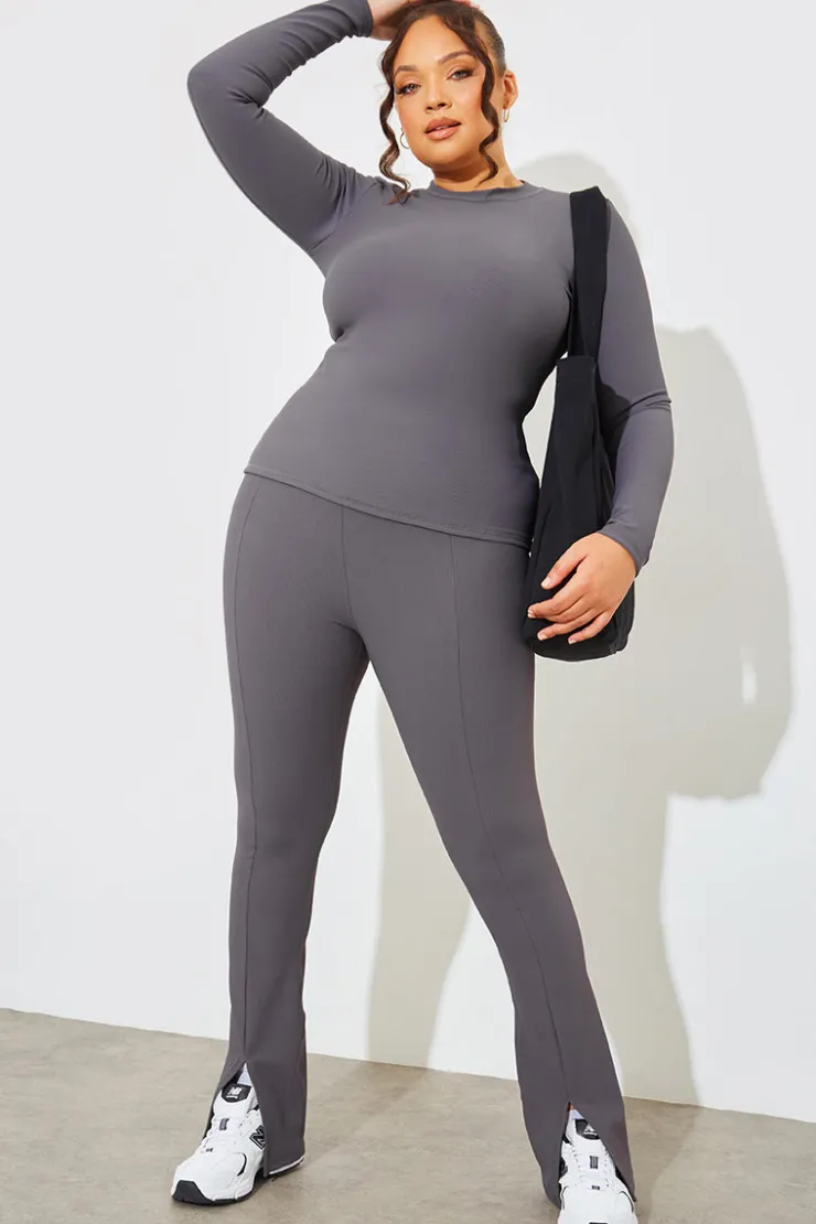 Discount In The Style Crew Neck Long Sleeve Rib Top