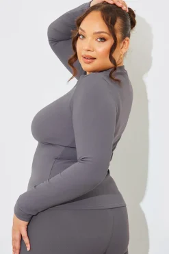 Discount In The Style Crew Neck Long Sleeve Rib Top