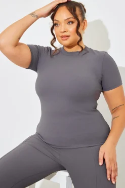 Online In The Style Crew Neck Short Sleeve Rib Top