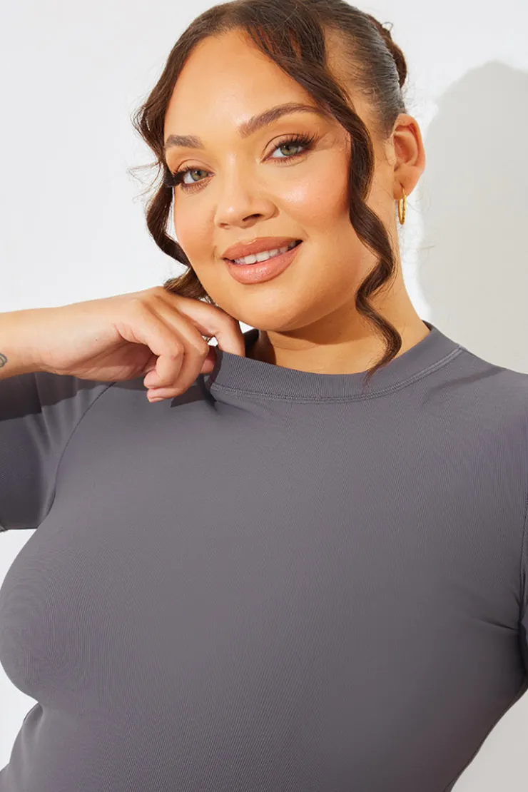 Online In The Style Crew Neck Short Sleeve Rib Top