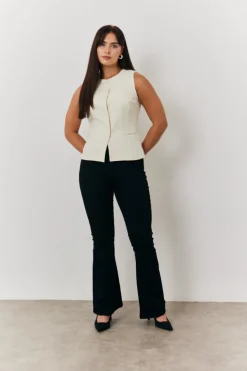 Discount In the Style Crew Neck Waistcoat Cream