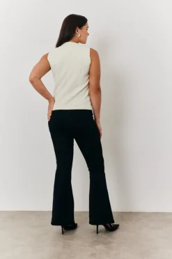 Discount In the Style Crew Neck Waistcoat Cream