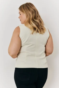 Discount In the Style Crew Neck Waistcoat Cream