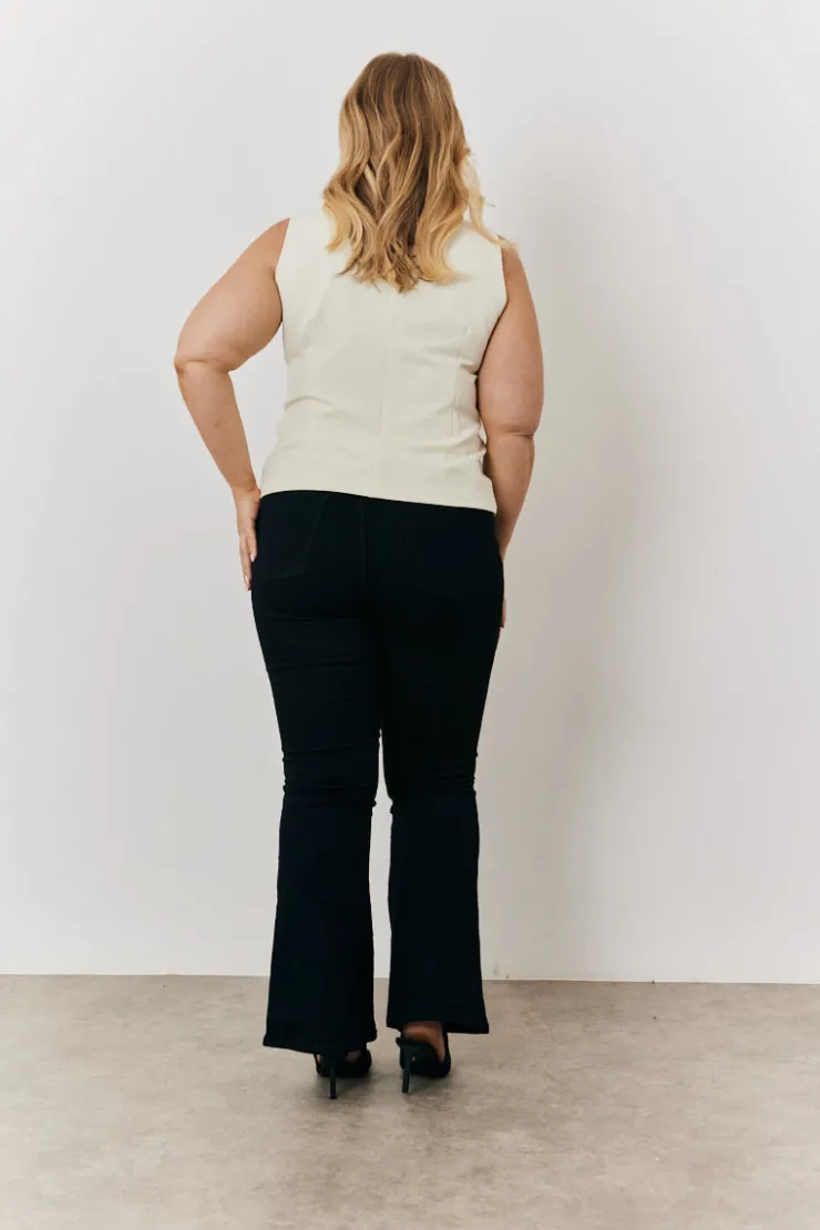 Discount In the Style Crew Neck Waistcoat Cream