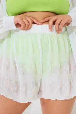 Clearance In The Style Crinkle High Waisted Floaty Shorts Cream