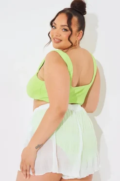 Clearance In The Style Crinkle High Waisted Floaty Shorts Cream