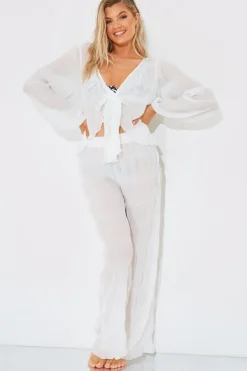 Online Fits Crinkle Tie Front Blouse