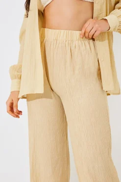 Outlet In the Style Crinkle Wide Leg Trousers Camel