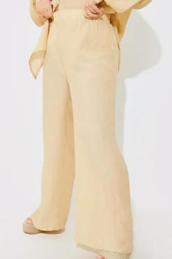 Outlet In the Style Crinkle Wide Leg Trousers Camel