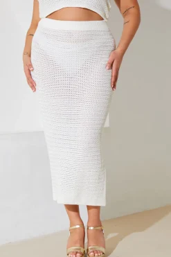 New In the Style Crochet Midi Co-Ord Skirt Cream