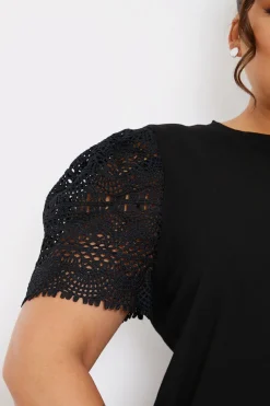 Sale In the Style Crochet Sleeve T-Shirt