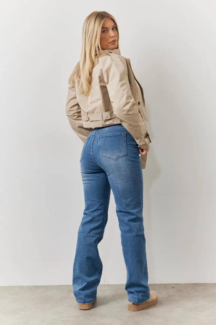 In The Style Cropped Belted Trench Coat Stone