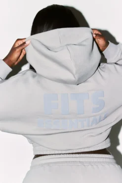 Hot Fits Cropped Drawstring Co-Ord Hoodie Slate
