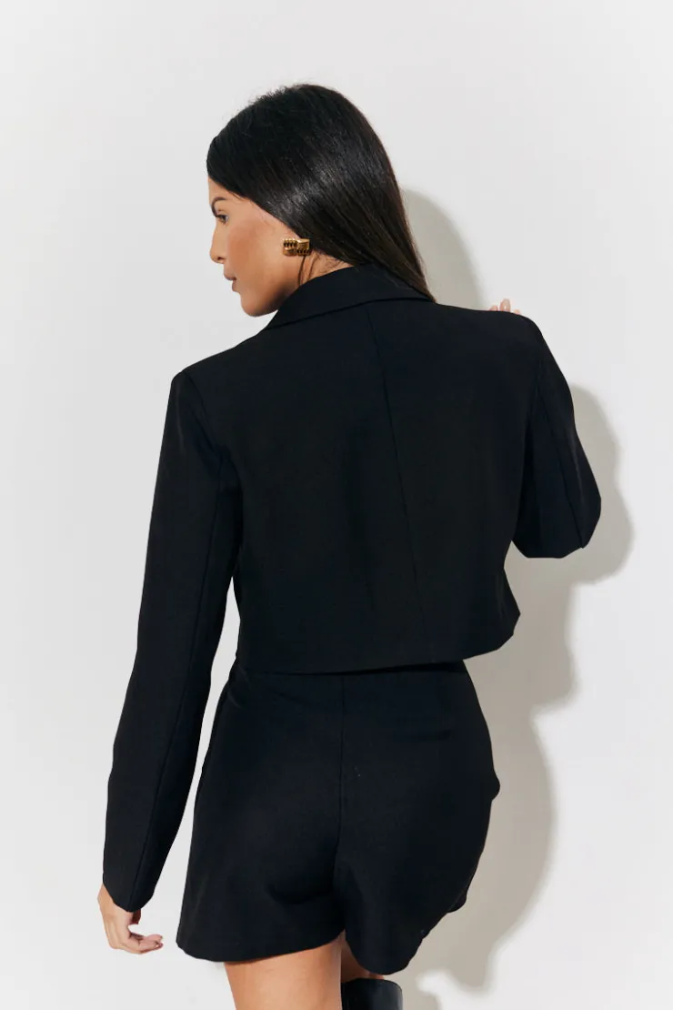 Discount In The Style Cropped Tailored Blazer Black