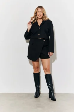 Discount In The Style Cropped Tailored Blazer Black