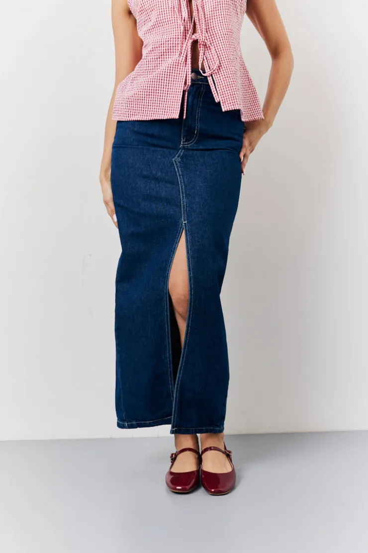 Best In The Style Denim Maxi Skirt Blue