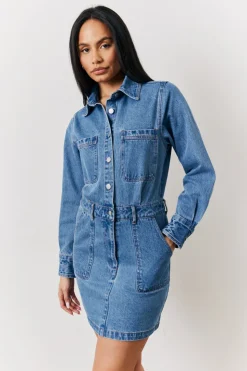 Outlet In The Style Mini Dress Denim