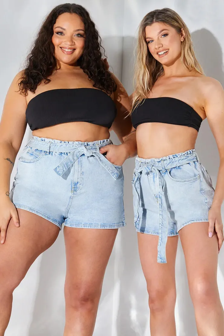 New Fits Denim Paper Bag Short