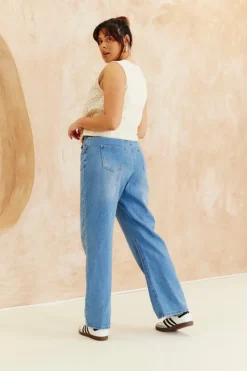 New In The Style Denim Wide Leg Jeans Blue